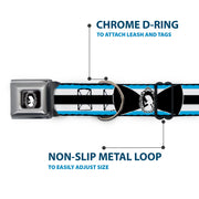 Alice Silhouette Cameo Pose Black White Seatbelt Buckle Collar - Alice in Wonderland Stripe/Bow Silhouette Blue/Black/White