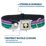 Little Mermaid Clam Shell Black Yellows Seatbelt Buckle Collar - Little Mermaid Stripe/Shell Purple/Green/Gold