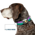 Load image into Gallery viewer, Little Mermaid Clam Shell Black Yellows Seatbelt Buckle Collar - Little Mermaid Stripe/Shell Purple/Green/Gold
