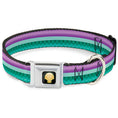 Load image into Gallery viewer, Little Mermaid Clam Shell Black Yellows Seatbelt Buckle Collar - Little Mermaid Stripe/Shell Purple/Green/Gold
