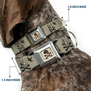 Jack Sparrow's Flag Skull Icon Gray Charcoal Seatbelt Buckle Collar - Jack Sparrow's Flag Icons Grays