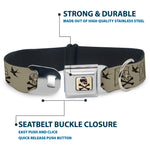 Jack Sparrow's Flag Skull Icon Gray Charcoal Seatbelt Buckle Collar - Jack Sparrow's Flag Icons Grays
