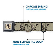 Jack Sparrow's Flag Skull Icon Gray Charcoal Seatbelt Buckle Collar - Jack Sparrow's Flag Icons Grays