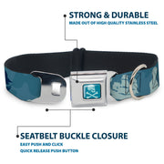 Jack Sparrow's Flag Skull Icon Blues Seatbelt Buckle Collar - Jack Sparrow's Flag Icons/Black Pearl/Sharks Blues