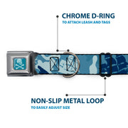 Jack Sparrow's Flag Skull Icon Blues Seatbelt Buckle Collar - Jack Sparrow's Flag Icons/Black Pearl/Sharks Blues