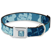 Jack Sparrow's Flag Skull Icon Blues Seatbelt Buckle Collar - Jack Sparrow's Flag Icons/Black Pearl/Sharks Blues