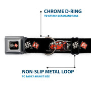 Cars 3 Race Flags Full Color Black White Red Seatbelt Buckle Collar - Cars 3 Lightning McQueen Caricature/Race Flags Black/White/Red