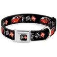 Load image into Gallery viewer, Cars 3 Race Flags Full Color Black White Red Seatbelt Buckle Collar - Cars 3 Lightning McQueen Caricature/Race Flags Black/White/Red
