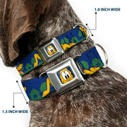 Pluto Face CLOSE-UP Blue Seatbelt Buckle Collar - Pluto 4-Poses/Landscape Blue/Green