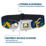 Pluto Face CLOSE-UP Blue Seatbelt Buckle Collar - Pluto 4-Poses/Landscape Blue/Green
