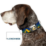 Pluto Face CLOSE-UP Blue Seatbelt Buckle Collar - Pluto 4-Poses/Landscape Blue/Green