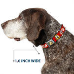 Pluto Face CLOSE-UP Full Color Blue Seatbelt Buckle Collar - Pluto 2-Pose IT'S A RUFF LIFE Red/Yellow/White