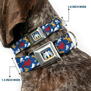 Donald Duck Face CLOSE-UP Full Color Seatbelt Buckle Collar - Donald Duck Face/Poses Scattered Blue/White/Red/Yellow
