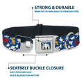 Load image into Gallery viewer, Donald Duck Face CLOSE-UP Full Color Seatbelt Buckle Collar - Donald Duck Face/Poses Scattered Blue/White/Red/Yellow
