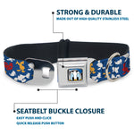 Donald Duck Face CLOSE-UP Full Color Seatbelt Buckle Collar - Donald Duck Face/Poses Scattered Blue/White/Red/Yellow