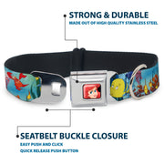 Ariel CLOSE-UP Full Color Seatbelt Buckle Collar - Ariel, Sebastian & Flounder Scene