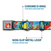 Ariel CLOSE-UP Full Color Seatbelt Buckle Collar - Ariel, Sebastian & Flounder Scene