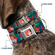 Ariel CLOSE-UP Full Color Seatbelt Buckle Collar - Ariel Poses w/Flounder Green/Blue Fade