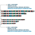 Ariel CLOSE-UP Full Color Seatbelt Buckle Collar - Ariel Poses w/Flounder Green/Blue Fade