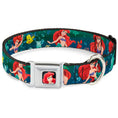 Load image into Gallery viewer, Ariel CLOSE-UP Full Color Seatbelt Buckle Collar - Ariel Poses w/Flounder Green/Blue Fade

