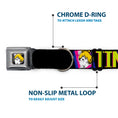 Load image into Gallery viewer, Tink Luxe Full Color Black White Seatbelt Buckle Collar - TINK LUXE Sketch Black/Multi Neon
