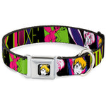 Tink Luxe Full Color Black White Seatbelt Buckle Collar - TINK LUXE Sketch Black/Multi Neon