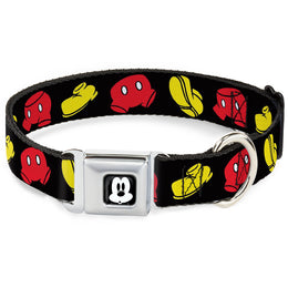 Mickey Mickey Mouse Expression4 Full Color Black/White Seatbelt Buckle Collar - Mickey Mouse Shorts and Shoes Black/Red/Yellow