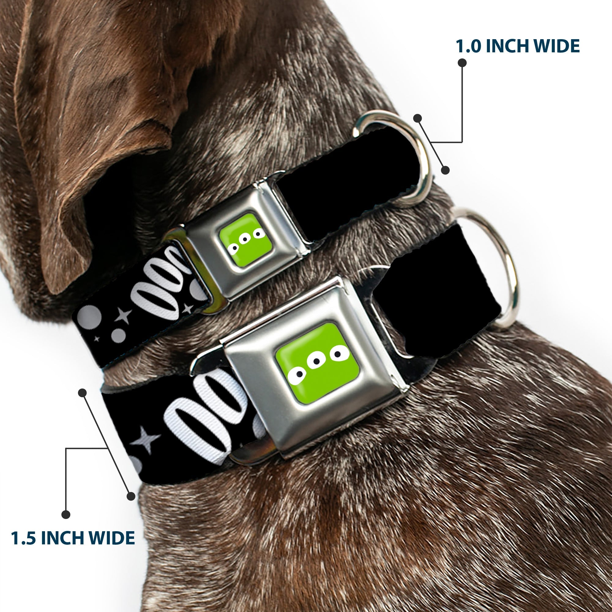 Toy Story Alien Eyes Full Color Green/Black/White Seatbelt Buckle Collar - Toy Story 3-Aliens OOOOOHHH Black/White/Gray