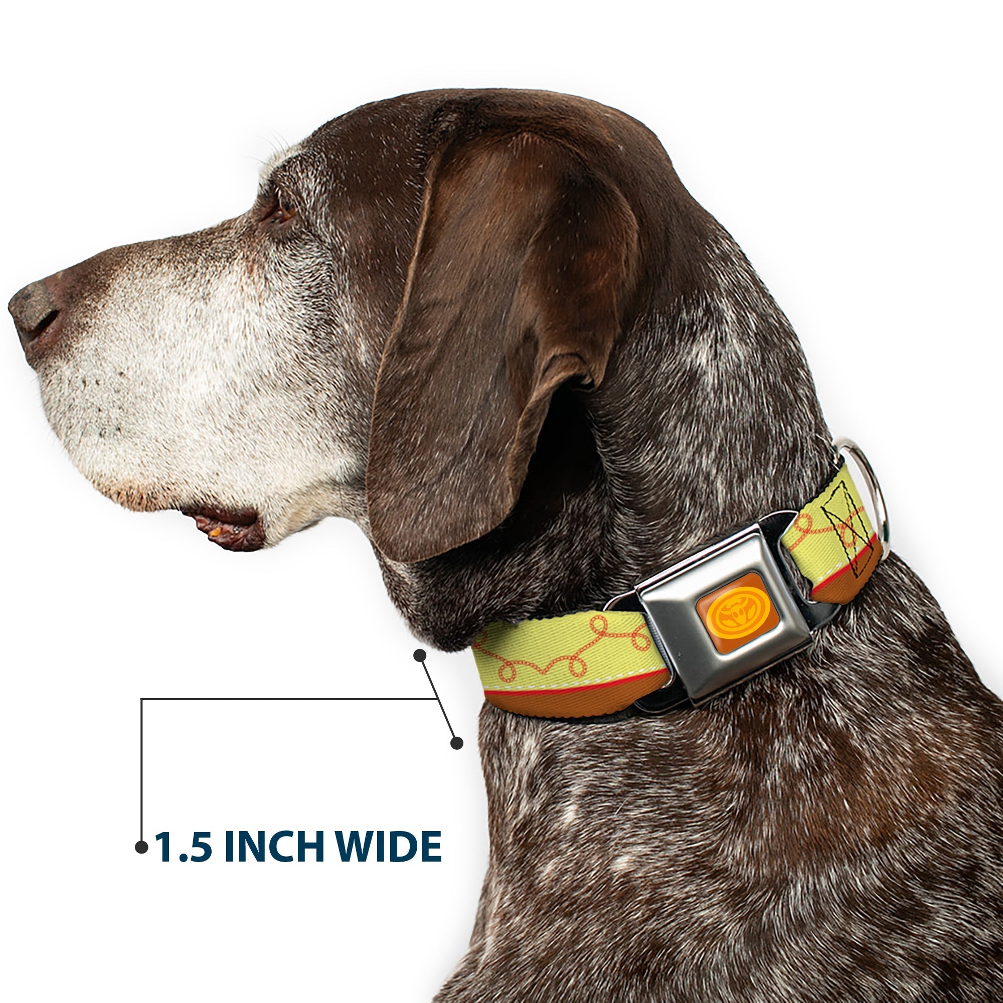 Toy Story Jessie Cowboy Buckle Logo Browns Seatbelt Buckle Collar - Toy Story Jessie Bounding Cowboy Buckle Lasso Stripe Yellow/Red/Brown