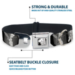 Tinker Bell CLOSE-UP Full Color Black White Seatbelt Buckle Collar - Tinker Bell Scenes Black/White