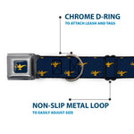 Aladdin 2019 Magic Lamp Full Color Navy/Golds Seatbelt Buckle Collar - Aladdin Genie Lamp Monogram Navy/Gold
