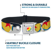 Disney Pixar Luxo Ball Full Color White/Yellow/Blue/Red Seatbelt Buckle Collar - Disney Pixar Luxo Ball Repeat White/Yellow/Blue/Red