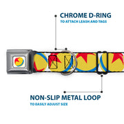 Disney Pixar Luxo Ball Full Color White/Yellow/Blue/Red Seatbelt Buckle Collar - Disney Pixar Luxo Ball Repeat White/Yellow/Blue/Red