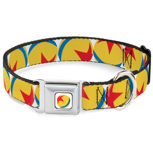 Disney Pixar Luxo Ball Full Color White/Yellow/Blue/Red Seatbelt Buckle Collar - Disney Pixar Luxo Ball Repeat White/Yellow/Blue/Red