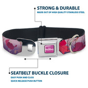 Disney FROZEN II Logo Full Color Purple/White Seatbelt Buckle Collar - Frozen II Swirling Leaves/Floral Trim Purples/Reds
