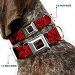 A NIGHTMARE ON ELM STREET Logo Full Color Black/Reds Seatbelt Buckle Collar - Freddy Poses/Quote Scrawls/Hand Scratching2 Reds/Black