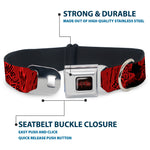 A NIGHTMARE ON ELM STREET Logo Full Color Black/Reds Seatbelt Buckle Collar - Freddy Poses/Quote Scrawls/Hand Scratching2 Reds/Black
