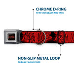 A NIGHTMARE ON ELM STREET Logo Full Color Black/Reds Seatbelt Buckle Collar - Freddy Poses/Quote Scrawls/Hand Scratching2 Reds/Black