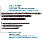 A NIGHTMARE ON ELM STREET Full Color Black/Blood Splatter Reds Seatbelt Buckle Collar - A Nightmare on Elm Street READY OR NOT HERE I COME/Freddy Silhouette Black/Reds/White