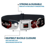 A NIGHTMARE ON ELM STREET Full Color Black/Blood Splatter Reds Seatbelt Buckle Collar - A Nightmare on Elm Street READY OR NOT HERE I COME/Freddy Silhouette Black/Reds/White