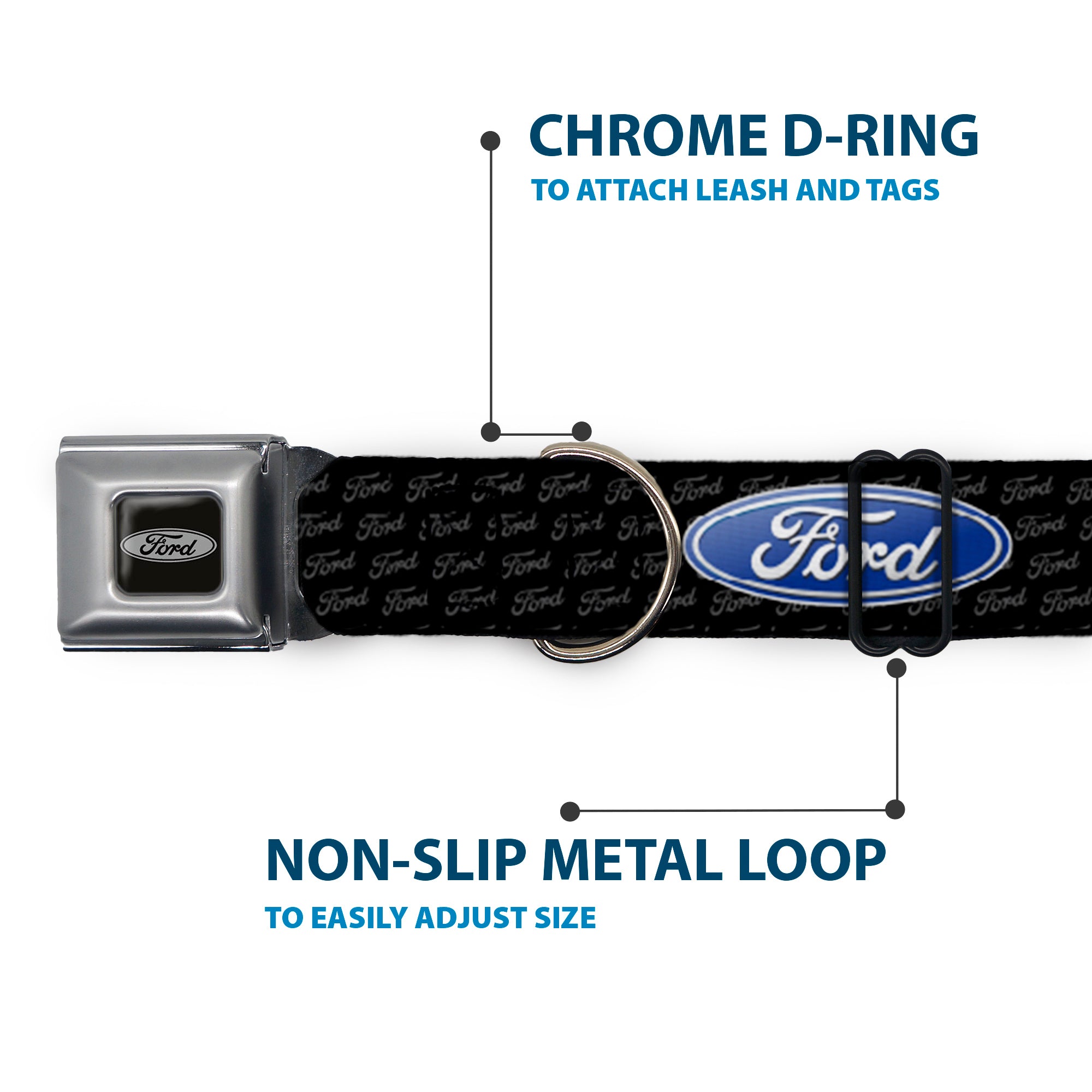 Ford Emblem Seatbelt Buckle Collar - Ford Oval REPEAT w/Text