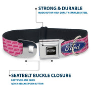 Ford Emblem Seatbelt Buckle Collar - Ford Oval w/Text PINK REPEAT