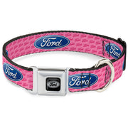 Ford Emblem Seatbelt Buckle Collar - Ford Oval w/Text PINK REPEAT