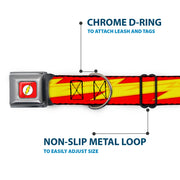 Flash Logo Full Color Red White Yellow Seatbelt Buckle Collar - The Flash Bolt Stripe Reds/Yellows