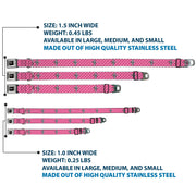 Ford Mustang Emblem Seatbelt Buckle Collar - Ford Mustang w/Bars w/Text PINK LOGO REPEAT