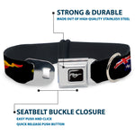 Ford Mustang Emblem Seatbelt Buckle Collar - Mustang Silhouette Black/International Flags