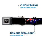 Ford Mustang Emblem Seatbelt Buckle Collar - Mustang Silhouette Black/International Flags