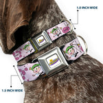 THE FAIRLY ODDPARENTS Logo Full Color White Seatbelt Buckle Collar - The Fairly OddParents Cosmo and Wanda Wish Poses Pink