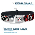 Load image into Gallery viewer, Jason Mask CLOSE-UP Full Color Black/White/Red Seatbelt Buckle Collar - FRIDAY THE 13th/Jason Mask4/Axe Blood Splatter Black/Red/White
