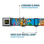 THE FLINTSTONES Logo Full Color Black Yellow Seatbelt Buckle Collar - The Flintstones and Rubbles Group Pose/Logo Blue